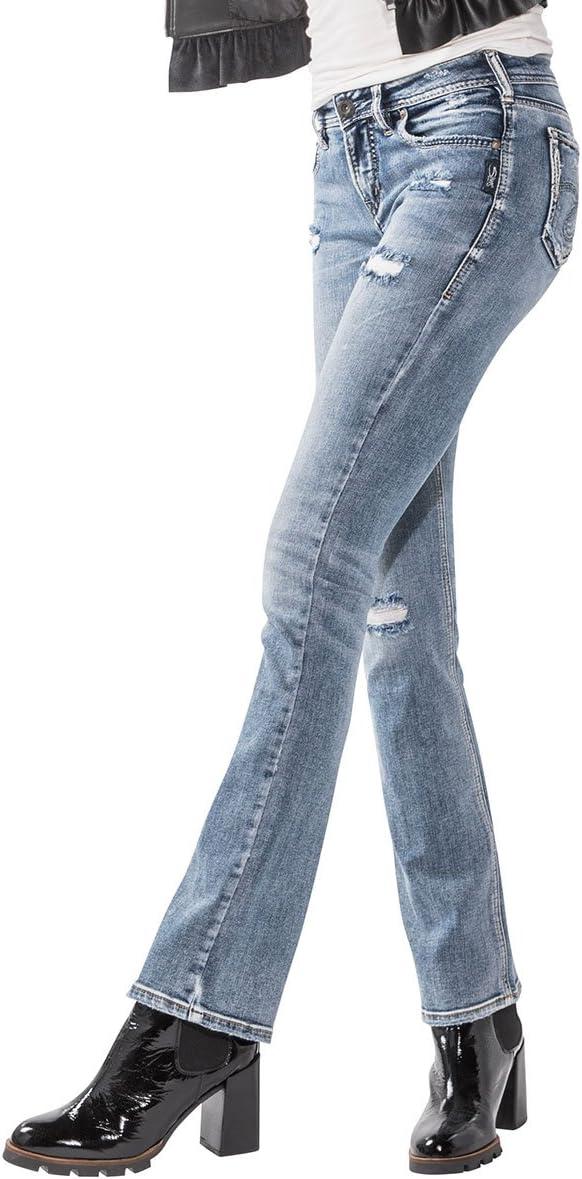 image:imageSilver Jeans Co Womens Avery High Rise Curvy Fit Slim Bootcut JeansLight Wash Distressed