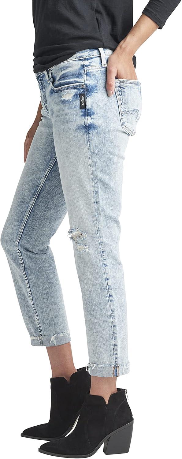 image:imageSilver Jeans Co Womens Boyfriend Mid Rise Slim Leg JeansCloud Blue Sjl190