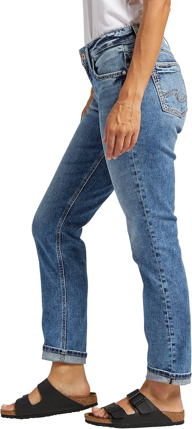 image:imageSilver Jeans Co Womens Boyfriend Mid Rise Slim Leg JeansMed Wash Avr290