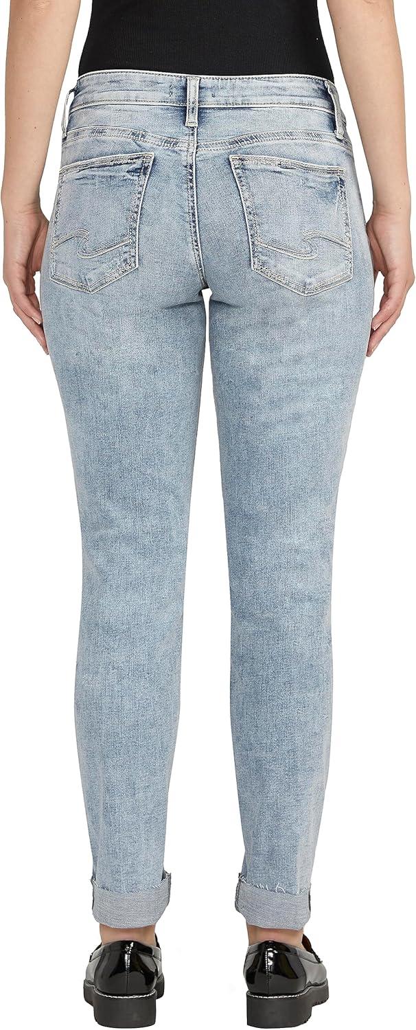 image:imageSilver Jeans Co Womens Boyfriend Mid Rise Slim Leg JeansMed Wash Cvs244