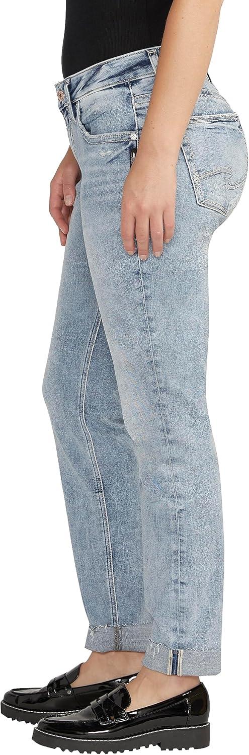 image:imageSilver Jeans Co Womens Boyfriend Mid Rise Slim Leg JeansMed Wash Cvs244