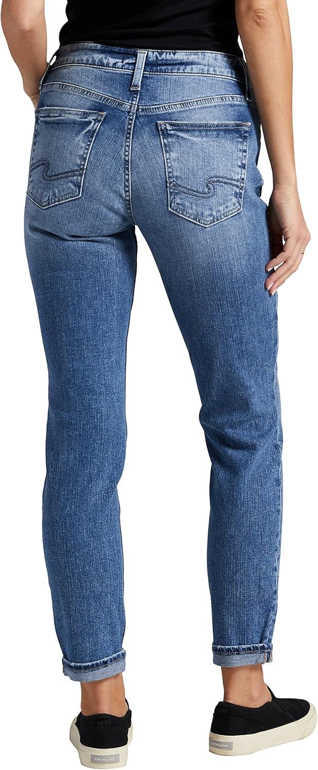 image:imageSilver Jeans Co Womens Boyfriend Mid Rise Slim Leg JeansMed Wash Sjl267