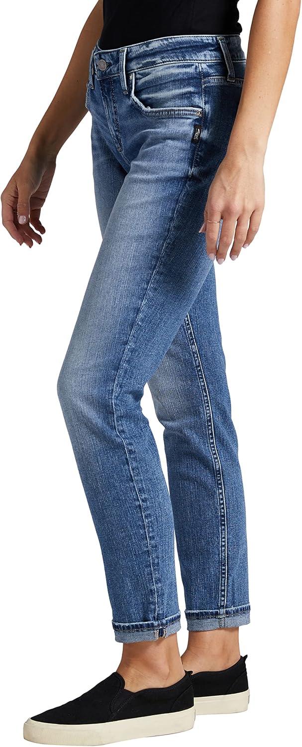 image:imageSilver Jeans Co Womens Boyfriend Mid Rise Slim Leg JeansMed Wash Sjl267