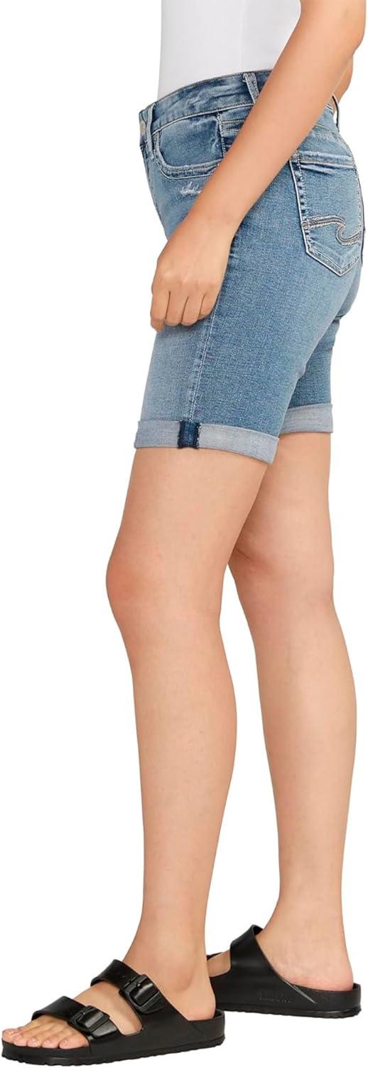 image:imageSilver Jeans Co Womens Elyse Mid Rise Comfort Fit Bermuda ShortMed Wash Cvs255