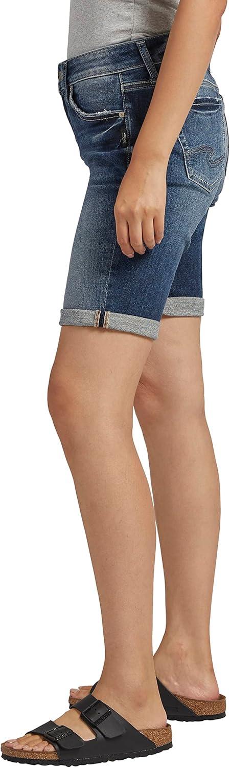 image:imageSilver Jeans Co Womens Elyse Mid Rise Comfort Fit Bermuda ShortMed Wash Eae397