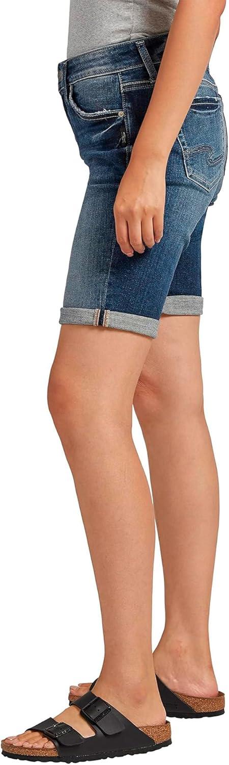 image:imageSilver Jeans Co Womens Elyse Mid Rise Comfort Fit Bermuda ShortMed Wash Eae397