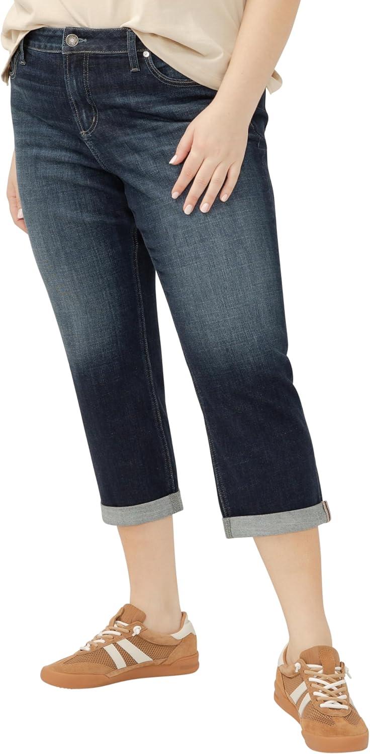 image:imageSilver Jeans Co Womens Plus Size Elyse Mid Rise CapriLuxe Stretch Indigo