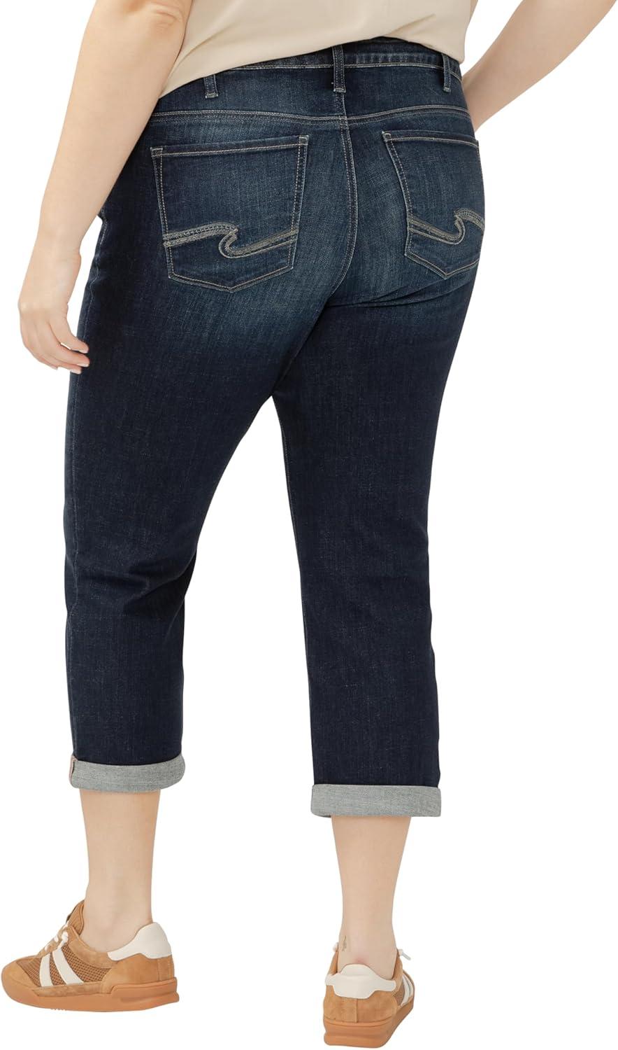 image:imageSilver Jeans Co Womens Plus Size Elyse Mid Rise CapriLuxe Stretch Indigo