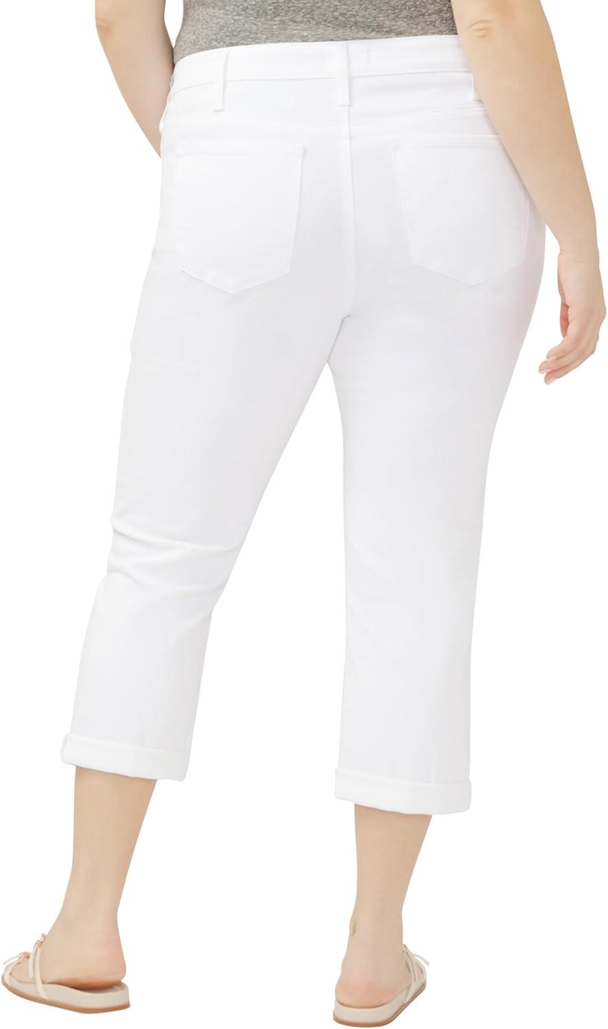 image:imageSilver Jeans Co Womens Plus Size Elyse Mid Rise CapriLuxe Stretch White