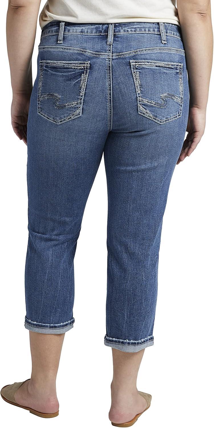 image:imageSilver Jeans Co Womens Plus Size Elyse Mid Rise CapriMed Wash Egx290