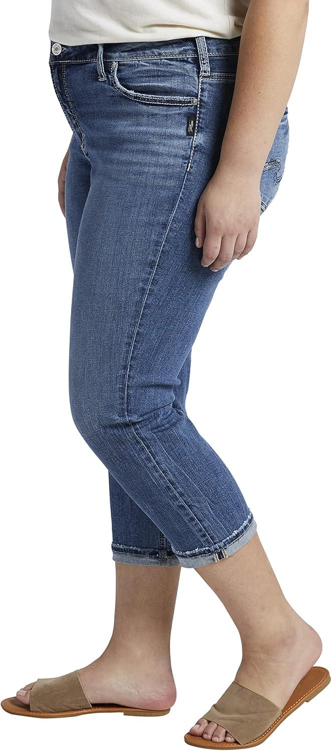 image:imageSilver Jeans Co Womens Plus Size Elyse Mid Rise CapriMed Wash Egx290