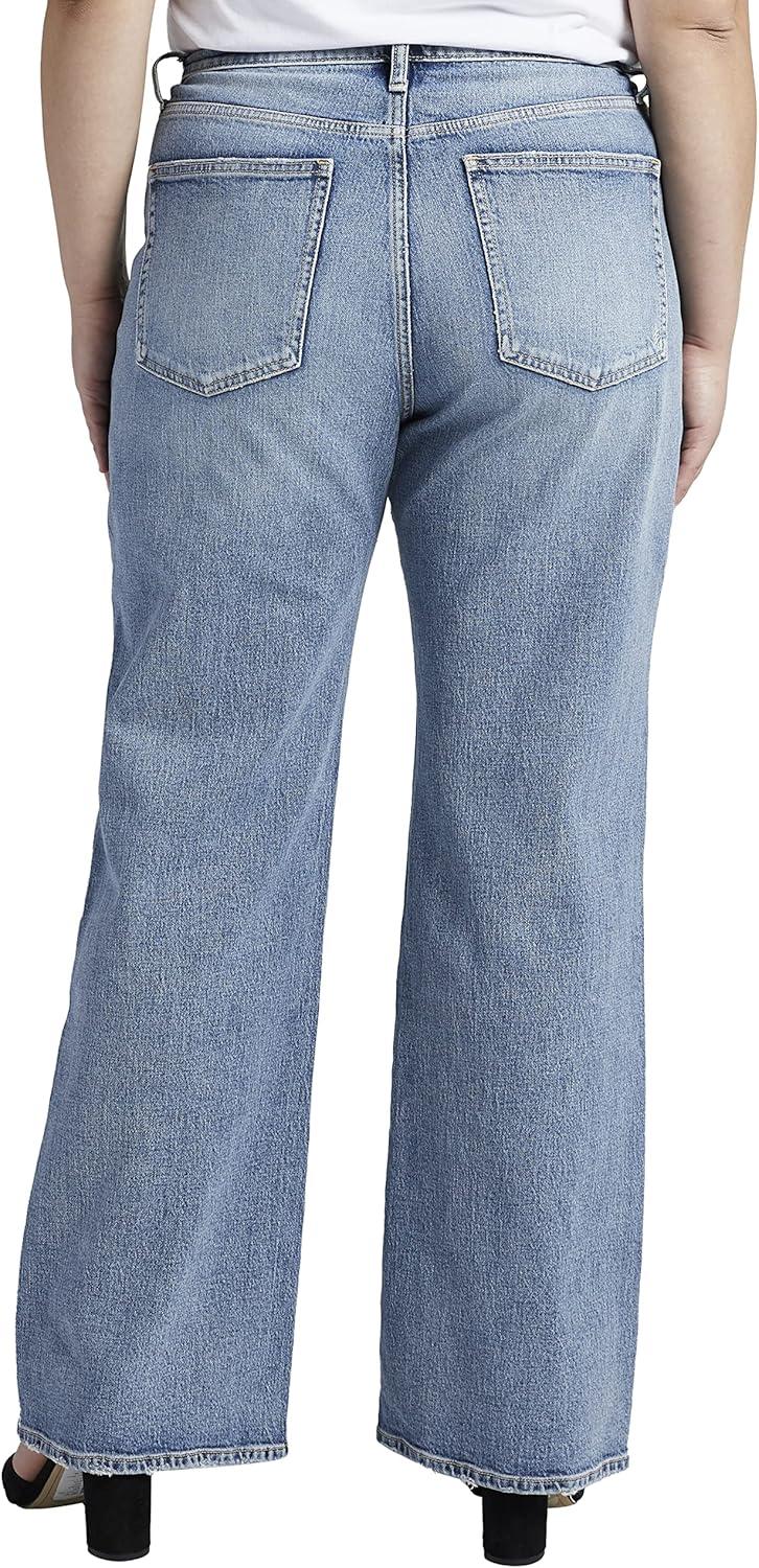 image:imageSilver Jeans Co Womens Plus Size Highly Desirable High Rise Trouser Leg Jeans LegacyMed Wash Rcs287