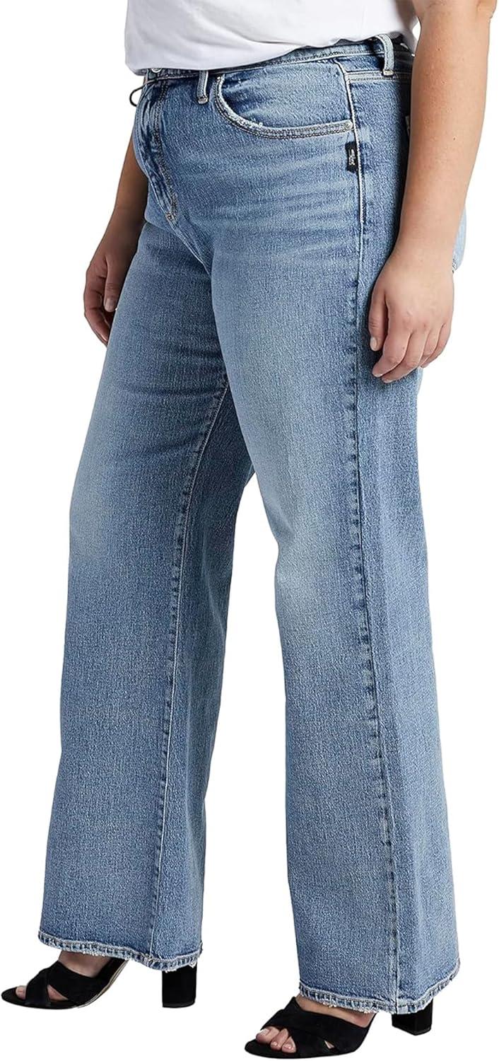 image:imageSilver Jeans Co Womens Plus Size Highly Desirable High Rise Trouser Leg Jeans LegacyMed Wash Rcs287