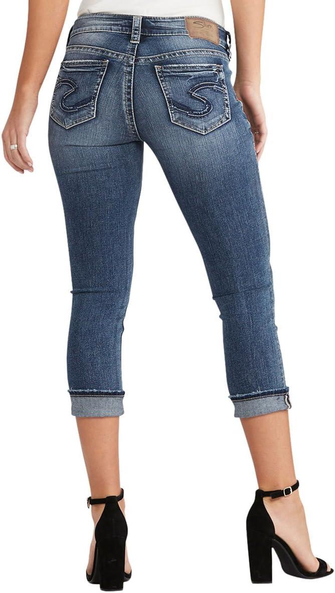 image:imageSilver Jeans Co Womens Suki Curvy Fit Mid Rise Capri JeanIndigo Sandblast
