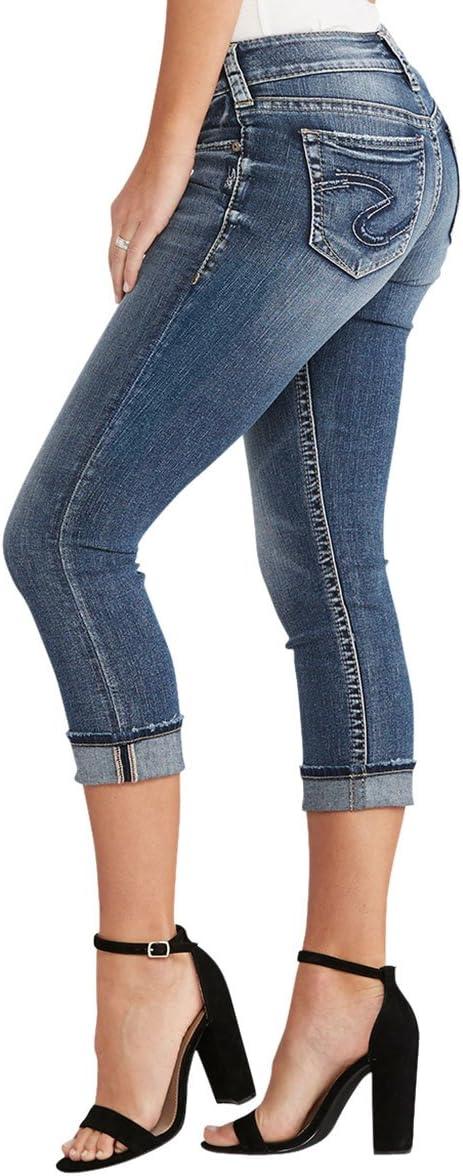 image:imageSilver Jeans Co Womens Suki Curvy Fit Mid Rise Capri JeanIndigo Sandblast