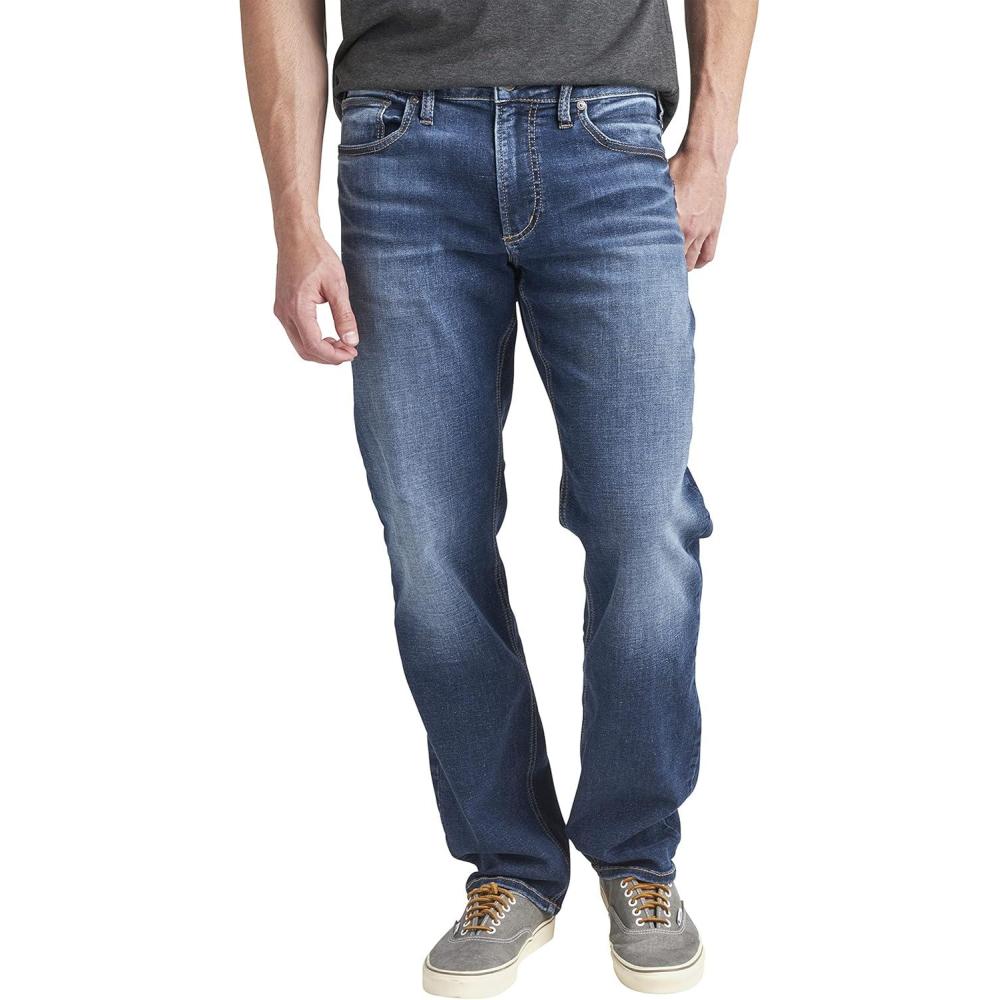 image:imageSilver Jeans Co Mens Eddie Athletic Fit Tapered Leg JeansDark Wash Ecf323