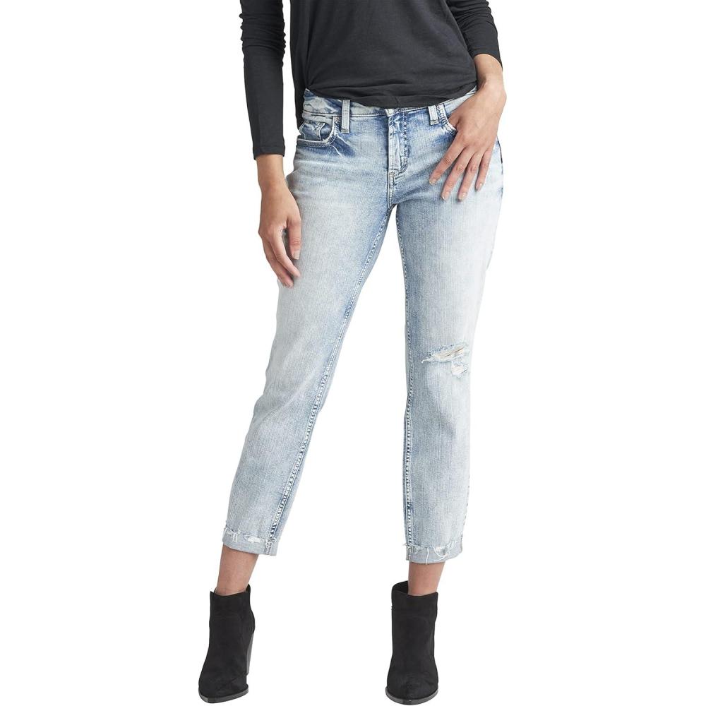 image:imageSilver Jeans Co Womens Boyfriend Mid Rise Slim Leg JeansCloud Blue Sjl190