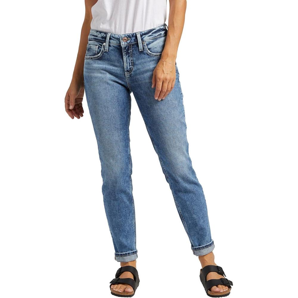 image:imageSilver Jeans Co Womens Boyfriend Mid Rise Slim Leg JeansIndigo