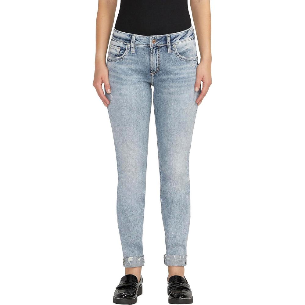 image:imageSilver Jeans Co Womens Boyfriend Mid Rise Slim Leg JeansMed Wash Cvs244