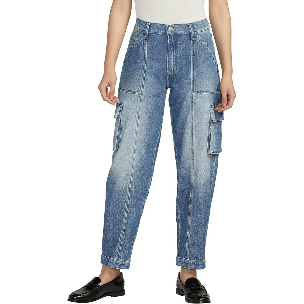 image:imageSilver Jeans Co Womens Denim High Rise Cargo Pants  LegacyMed Wash Acs251
