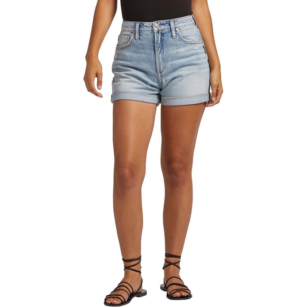 image:imageSilver Jeans Co Womens Mom High Rise ShortLight Wash Rcs131