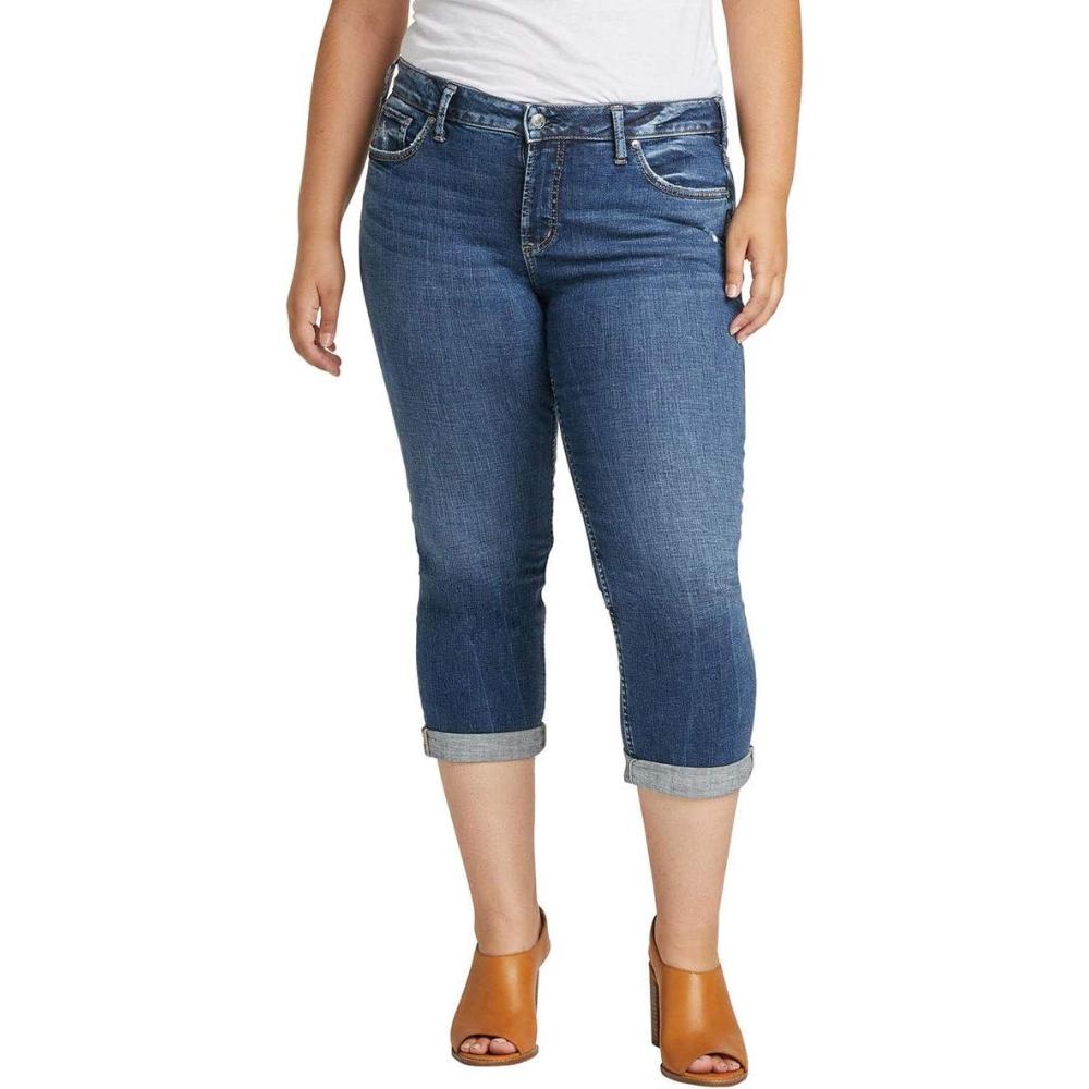 image:imageSilver Jeans Co Womens Plus Size Elyse Mid Rise CapriDistressed Dark Shade