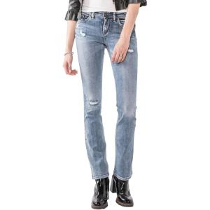 Silver Jeans Co. Women’s Avery High Rise Curvy Fit Slim Bootcut Jeans(Light Wash Distressed)