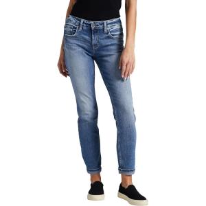 Silver Jeans Co. Womens Boyfriend Mid Rise Slim Leg Jeans(Med Wash Sjl267)