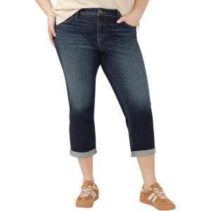 Silver Jeans Co. Womens Plus Size Elyse Mid Rise Capri(Luxe Stretch Indigo)