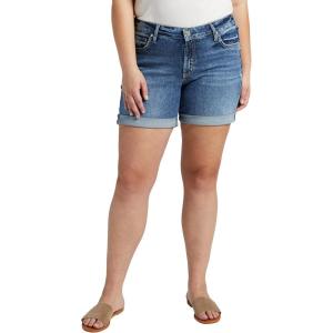 Silver Jeans Women’s Plus-Size Plus Size Sam Boyfriend-fit Mid-Rise Light Wash Short(Med Wash Eaf242)