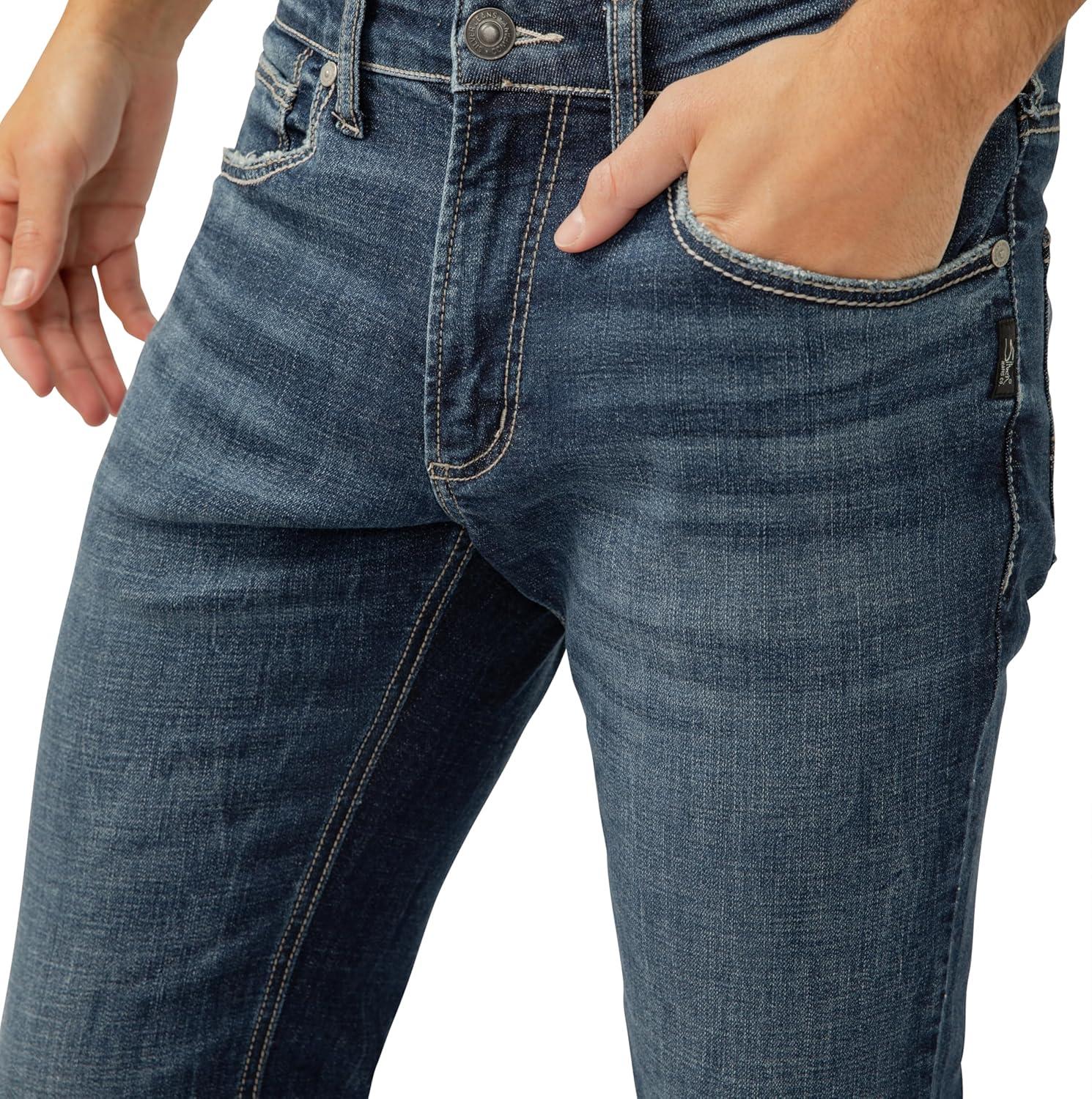 image:imageSilver Jeans Co Mens Allan Slim Fit Straight Leg JeansDark Blue