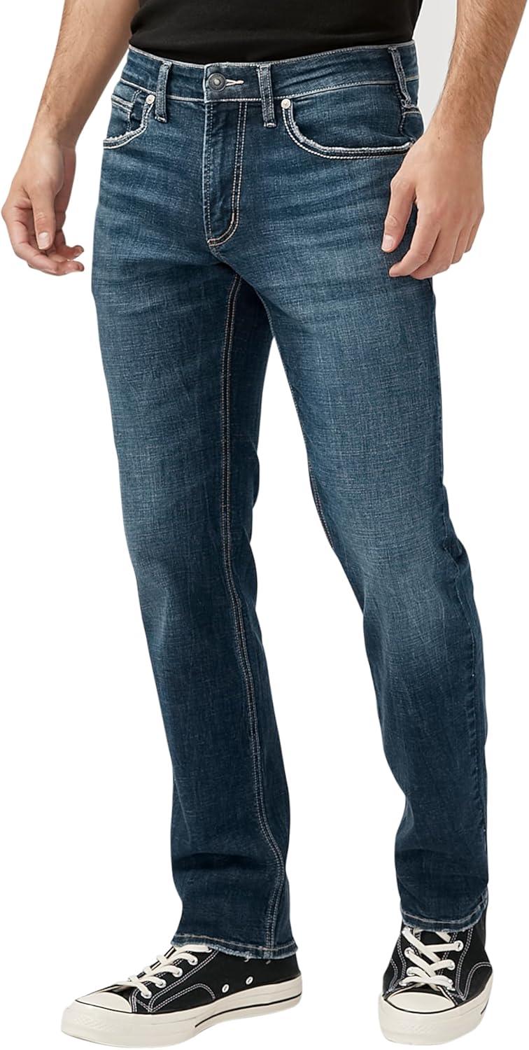 image:imageSilver Jeans Co Mens Allan Slim Fit Straight Leg JeansDark Blue