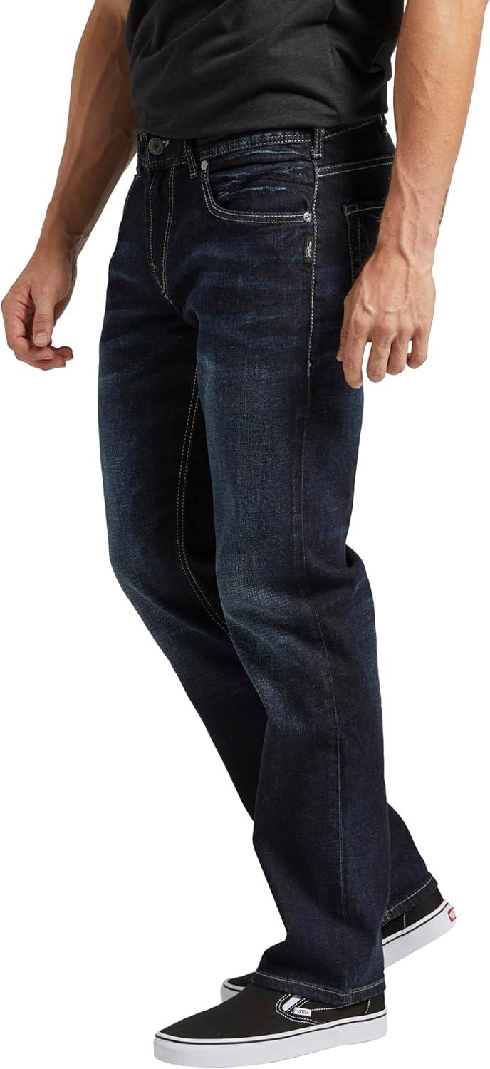 image:imageSilver Jeans Co Mens Allan Slim Fit Straight Leg JeansDark Wash Bbs491