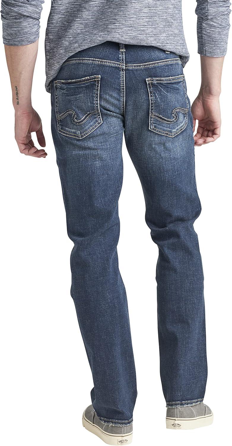 image:imageSilver Jeans Co Mens Allan Slim Fit Straight Leg JeansFaded Dark Rinse