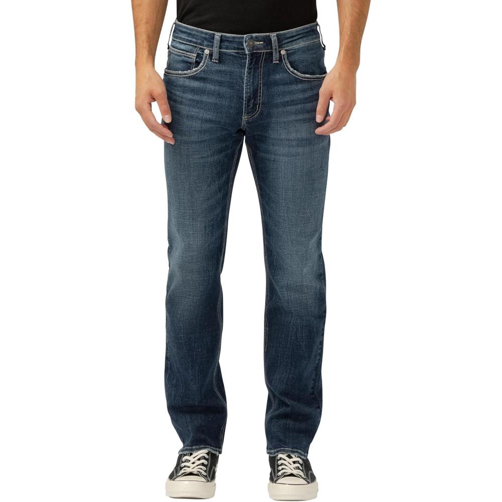 image:imageSilver Jeans Co Mens Allan Slim Fit Straight Leg JeansDark Blue