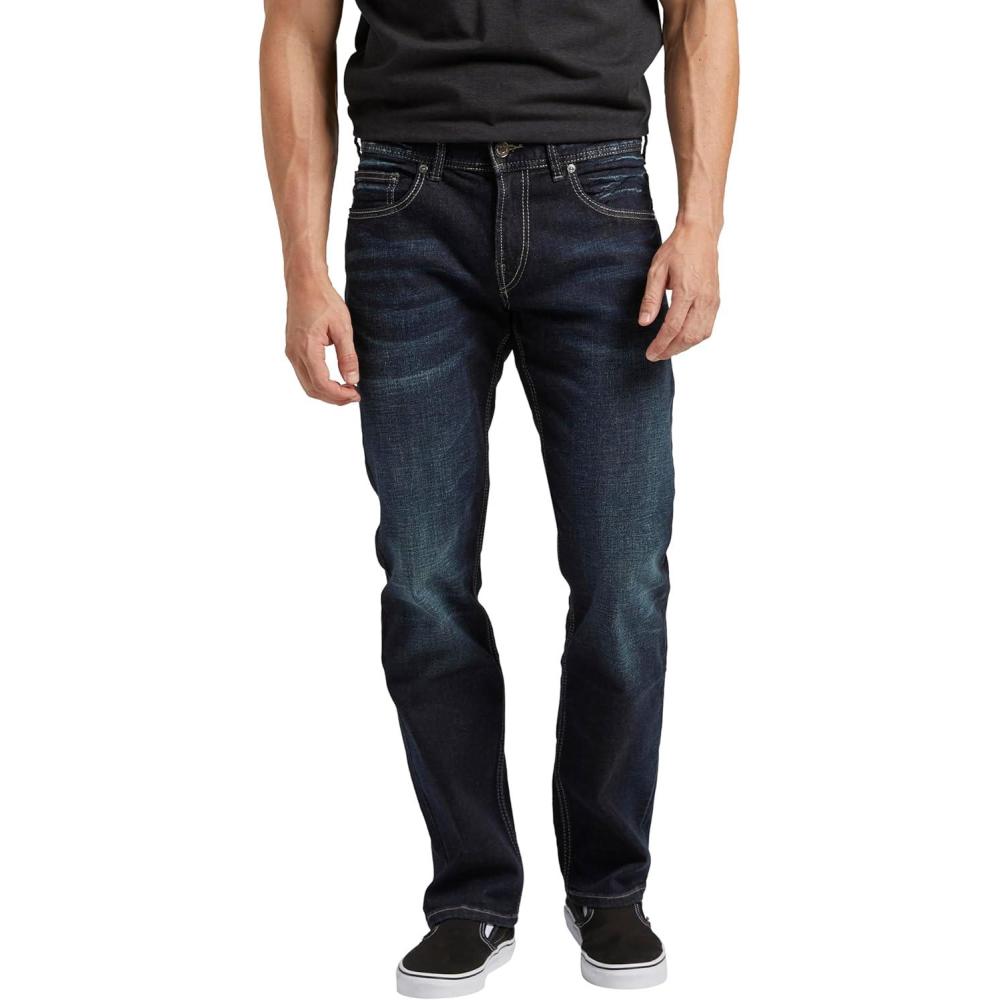 image:imageSilver Jeans Co Mens Allan Slim Fit Straight Leg JeansDark Wash Bbs491
