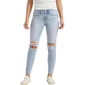 Silver Jeans Co. Women’s Suki Mid Rise Curvy Fit Skinny Jeans(Light Wash Scv137)