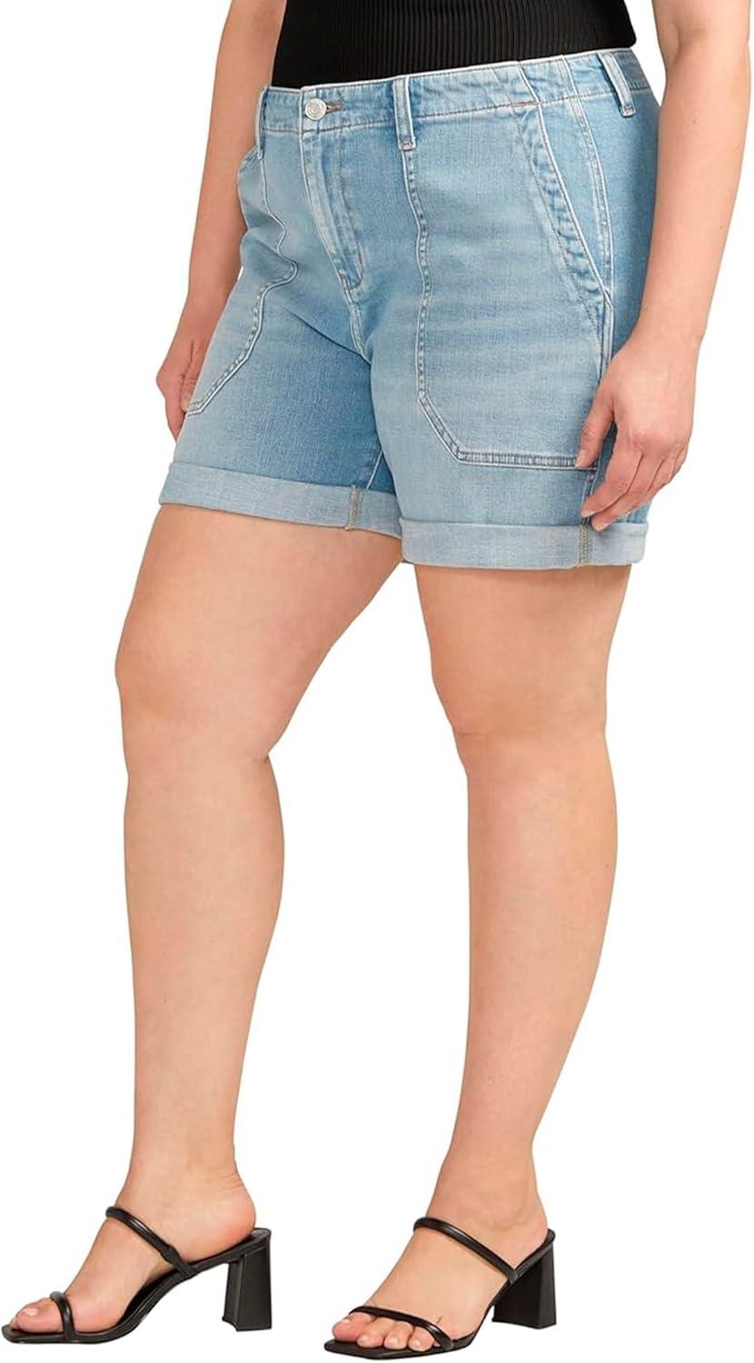 image:imageJAG Womens Plus Size Alex Mid Rise Boyfriend ShortNassau Blue