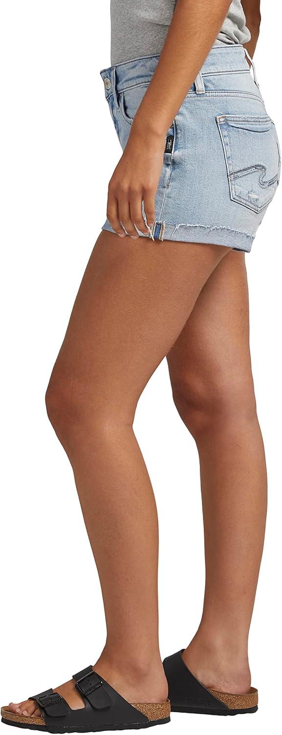 image:imageSilver Jeans Co Womens Boyfriend Mid Rise ShortLight Wash Soc111