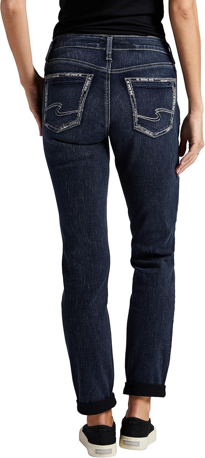 image:imageSilver Jeans Co Womens Boyfriend Mid Rise Slim Leg Jeans Blue 28W x 29L