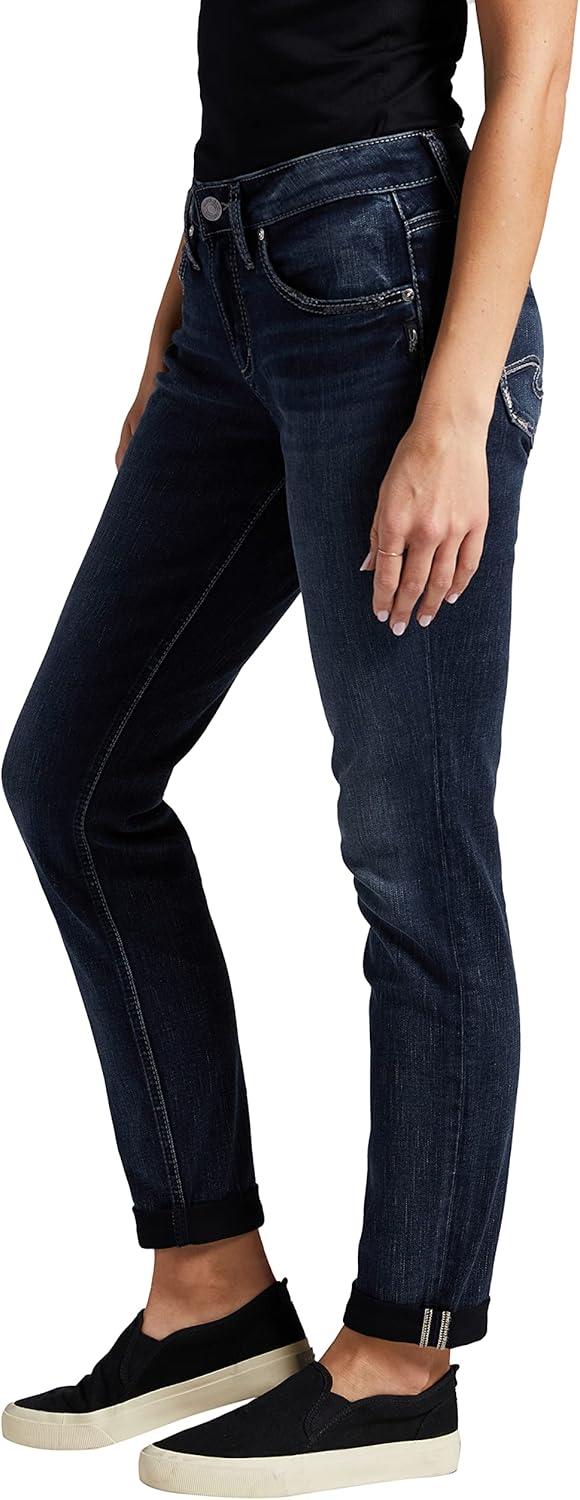 image:imageSilver Jeans Co Womens Boyfriend Mid Rise Slim Leg Jeans Blue 28W x 29L