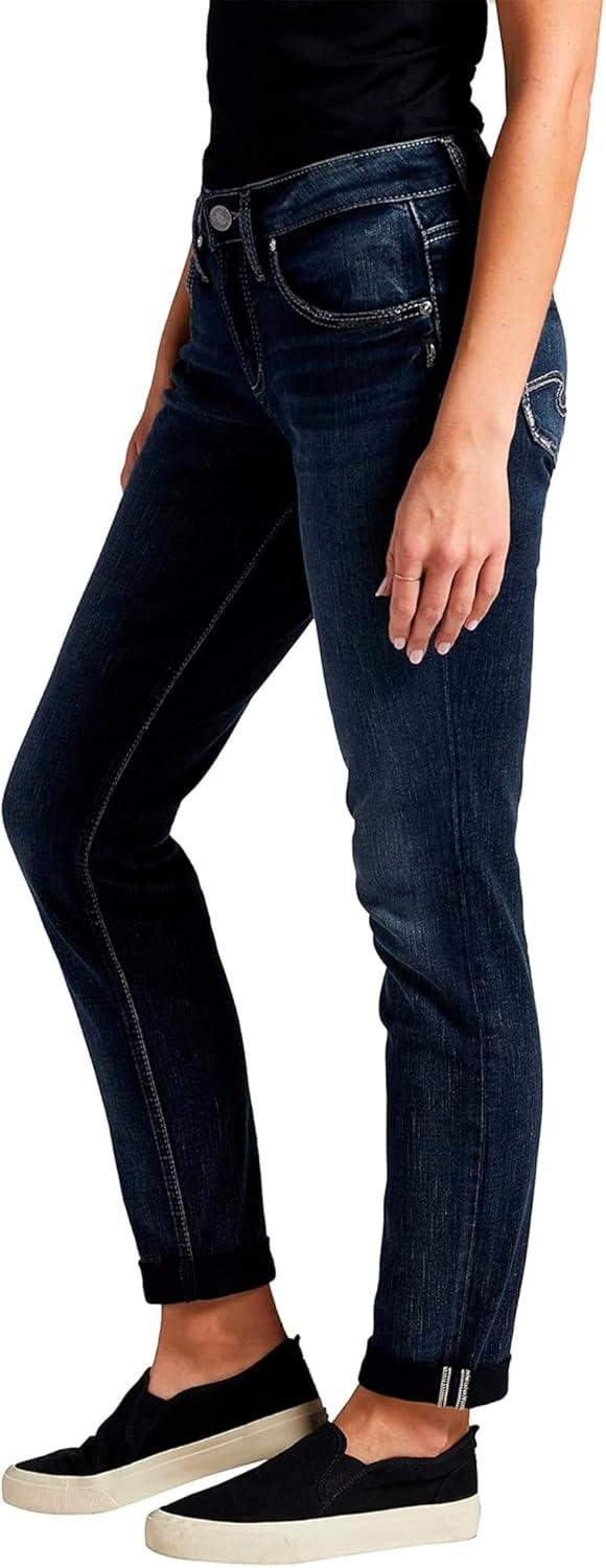 image:imageSilver Jeans Co Womens Boyfriend Mid Rise Slim Leg Jeans Blue 28W x 29L