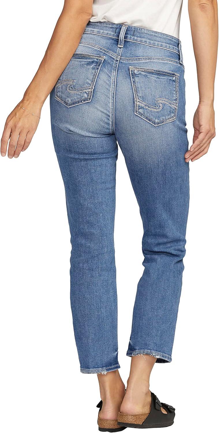 image:imageSilver Jeans Co Womens Elyse Mid Rise Comfort Fit Straight Leg Jeans LegacyMed Wash Epx389