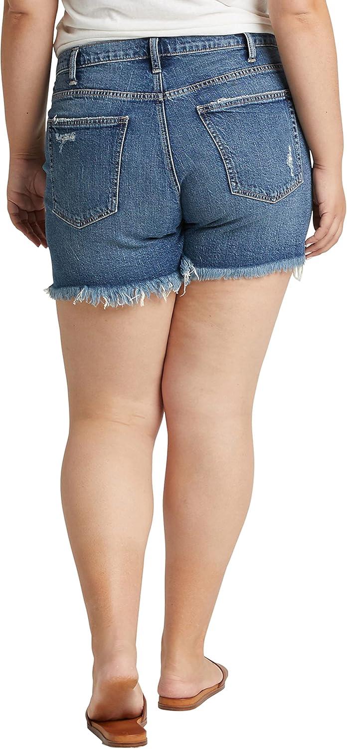 image:imageSilver Jeans Co Womens Plus Size Not Your Boyfriend High Rise Jean Shorts Distressed Medium Indigo 20W