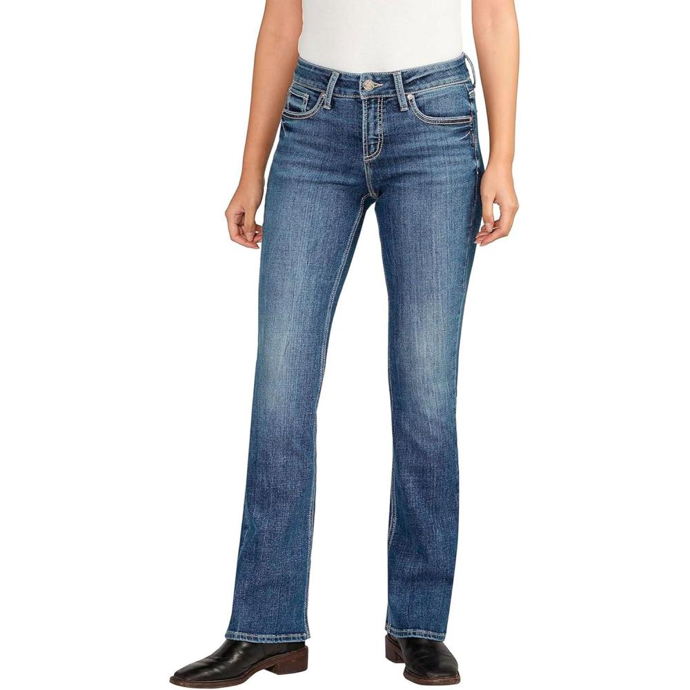 image:imageSilver Jeans Co Womens Elyse Mid Rise Comfort Fit Bootcut JeansMed Wash Eae338