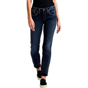 Silver Jeans Co. Women’s Boyfriend Mid Rise Slim Leg Jeans, Blue, 28W x 29L