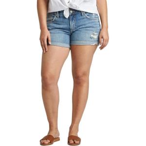 Silver Jeans Co. Women’s Plus Size Boyfriend Mid Rise Short – Legacy(Medium Low Stretch)