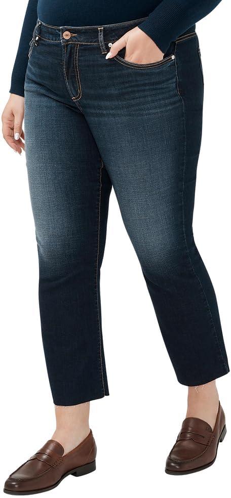 image:imageSilver Jeans Co Womens Plus Size Suki Mid Rise Curvy Fit Kick Flare Leg JeansLuxe Stretch Dark Indigo