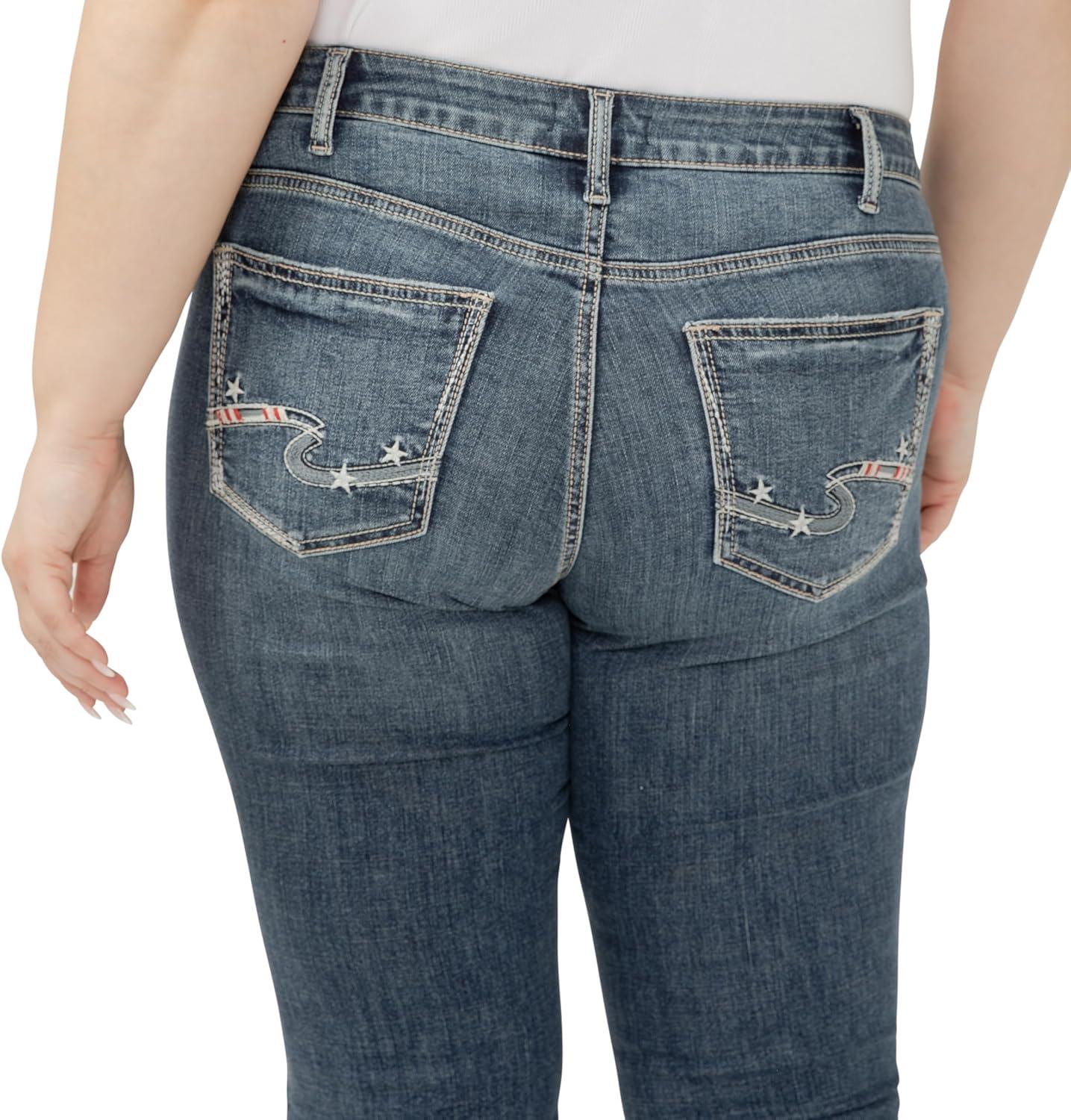image:imageSilver Jeans Co Womens Plus Size Suki Mid Rise Curvy Fit Kick Flare Leg JeansLuxe Stretch Glory