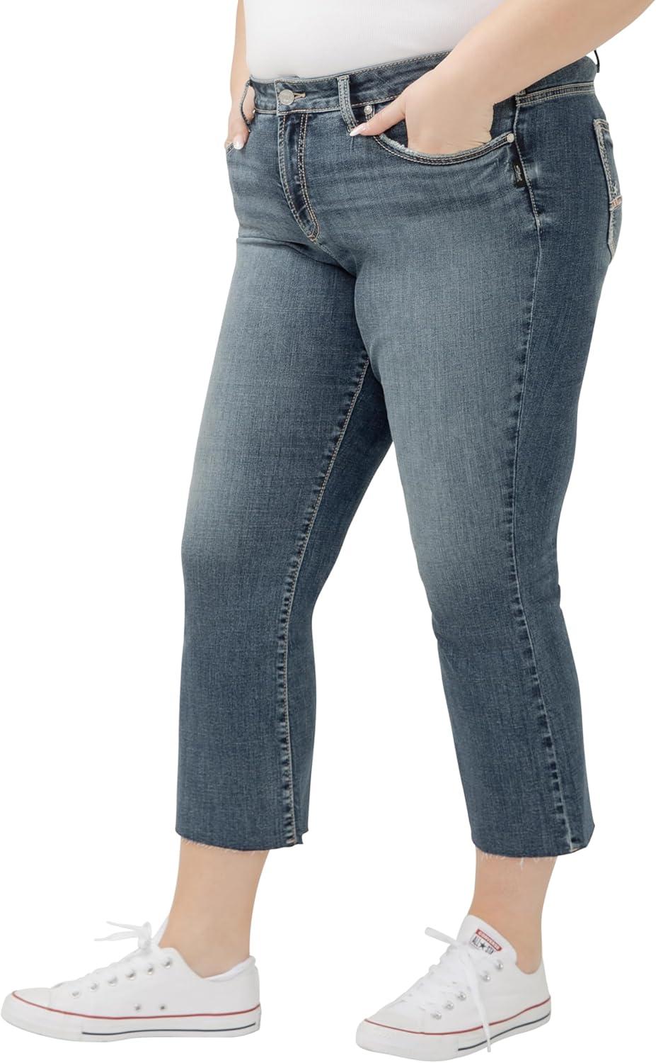 image:imageSilver Jeans Co Womens Plus Size Suki Mid Rise Curvy Fit Kick Flare Leg JeansLuxe Stretch Glory